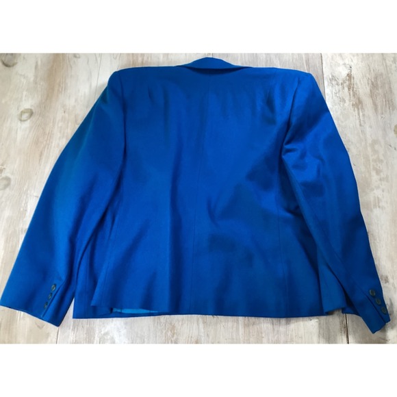 Pendleton Wool Blazer Skirt Suit Set Blue Plaid Vintage Womens - Picture 3 of 12